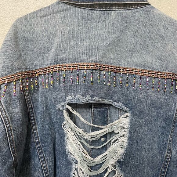 Nwt Hayden distresses denim beaded jacket Sz M/L - Picture 12 of 14